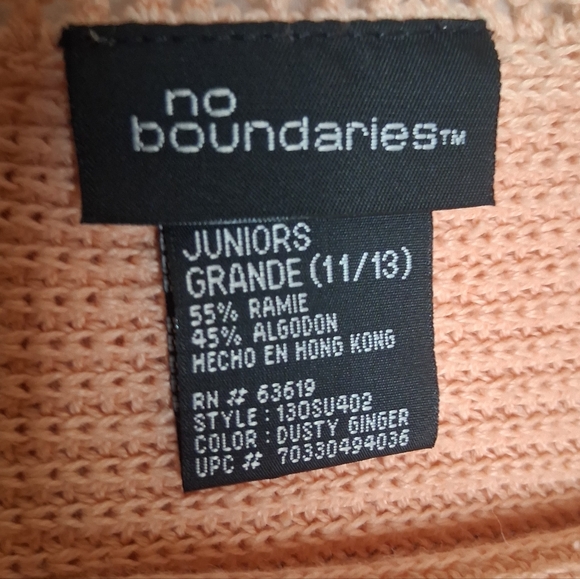 No Boundaries Peach Scoop Neck Sweater - Picture 3 of 5